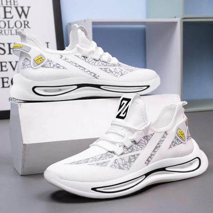 Lightweight Breathable Hiking Sneakers Lace-Up Black - white breathable mesh lace-up trail shoes with padded collar for day hikes and urban walks