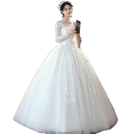 Long Sleeve Wedding Dress With Train For Your Wedding Day - modest long-sleeve bridal gown with flowing train, ideal for ceremonies and portraits