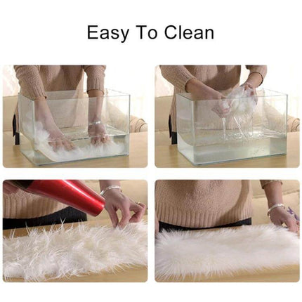 Love Heart Rugs 50x60cm Soft Faux Fur Floor Mat For Living Room - easy to clean white faux fur rug being hand washed and blow-dried