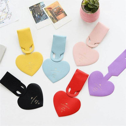 Love Shape Luggage Tag Plastic For Travel And Business Abroad - colorful heart-shaped durable plastic luggage tags for international and business trips