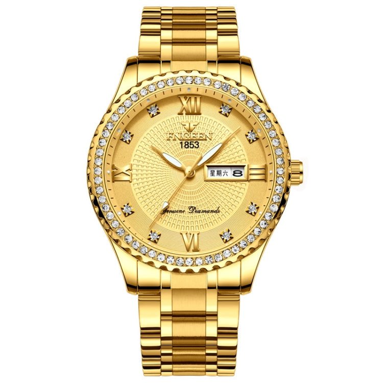 Luminous FNGEEN S888 Quartz Watch Elegant All Gold Design 