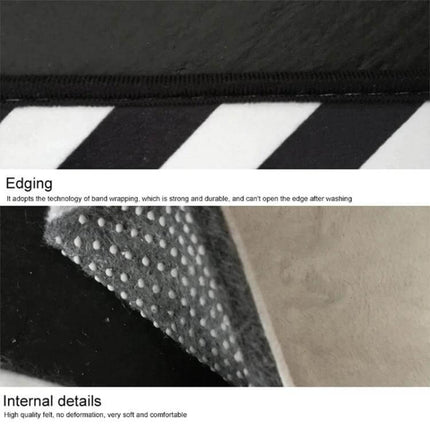 Luxury 3D Round Carpets Nordic Pattern For Living Rooms close-up of reinforced edging and non-slip backing details