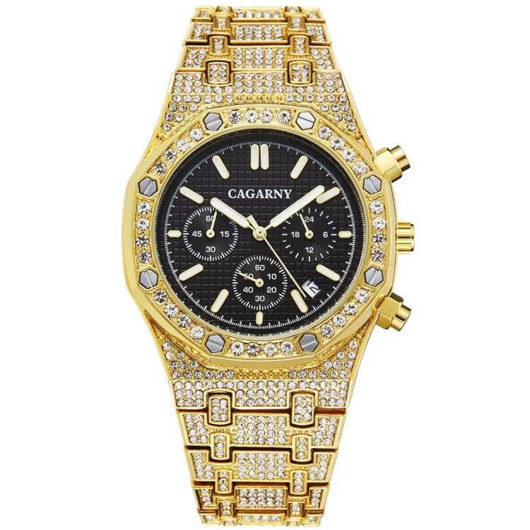 Luxury CAGARNY Diamond-Studded Dual Movement Quartz Watch