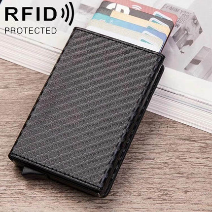 Magnetic RFID Card Wallet With Aluminum Card Holder slim carbon-fiber PU leather card case with visible cards and RFID protected logo