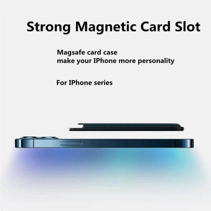 MagSafe Leather Wallet Card Case Holster For iPhone slim PU magnetic card slot holds up to 3 cards and cash, supports wireless charging