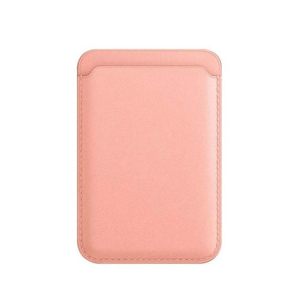 MagSafe Leather Wallet Card Case Holster For iPhone slim pink PU leather card holder fits iPhone 12/13, holds 3 cards, supports wireless charging
