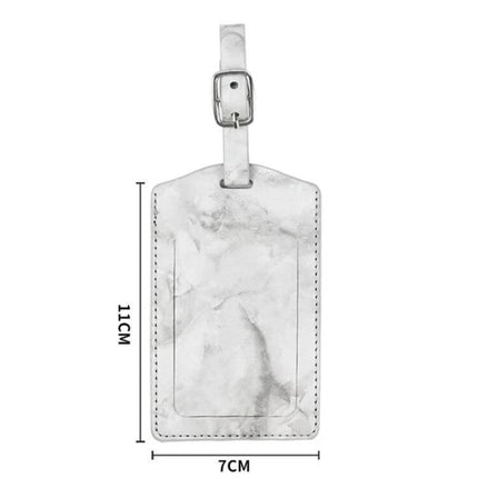 Marbled PU Leather Luggage Tag for Easy Travel Identification - compact 11×7cm marble-pattern tag with buckle strap for suitcases and backpacks