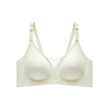 Maternity Wireless Lace Seamless Bra Cream Yellow For Everyday Comfort - wireless seamless maternity bra with delicate lace trim for daily wear