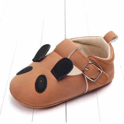 Matte Leather Cartoon Baby Shoes Non Slip Soft Sole Sizes 10-12cm - nubuck matte finish first-walker shoe with velcro strap and non-slip soft sole