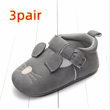 Matte Leather Cartoon Baby Shoes Non Slip Soft Sole Sizes 10-12cm grey nubuck velcro strap soft sole first-walker indoor daycare