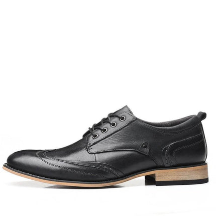 Men's Leather Lace Up Dress Shoes For Office And Formal Wear Black classic black cowhide lace-up dress shoe with leather toe cap and cushioned insole