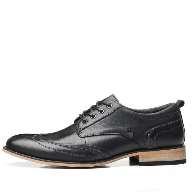 Men's Leather Lace Up Dress Shoes For Office And Formal Wear Black classic black cowhide lace-up dress shoe with leather toe cap and cushioned insole
