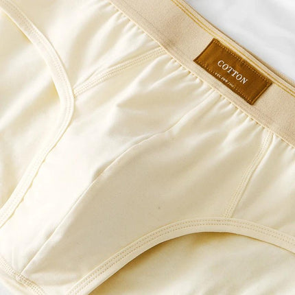 Men's Breathable Cotton Briefs Mid-Waist Everyday Comfort in soft cream cotton with clean seams and supportive mid-waist design