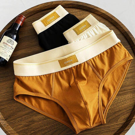Men's Breathable Cotton Briefs Mid-Waist Everyday Comfort - breathable cotton mid-waist briefs in tan, black, and cream for daily support