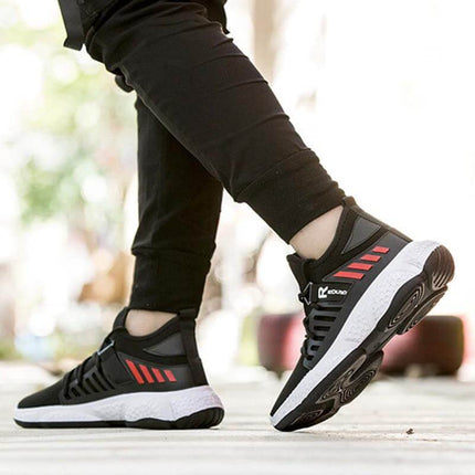 Men's Breathable Mesh Sneakers For Everyday Sports And Casual Wear - black fly-woven mesh sneakers with EVA sole, lightweight breathable design