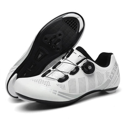 Breathable Cycling Shoes For Men Everyday Road Riding white ventilated lightweight shoes with dial closure and nylon outsole