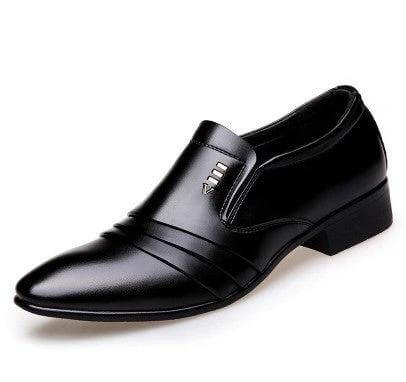 Men's Business Casual Leather Dress Shoes Low Cut Breathable black PU low-cut dress shoe with breathable upper and durable rubber sole for office wear