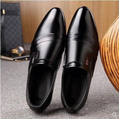 Men's Business Casual Leather Dress Shoes Low Cut Breathable black PU low-cut office dress shoes with breathable upper and rubber sole