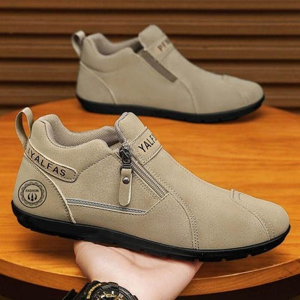 Men's Casual Low-Cut Shoes For Everyday Wear, Black - slip-on low-cut black shoe with PU lining for commuting and casual work