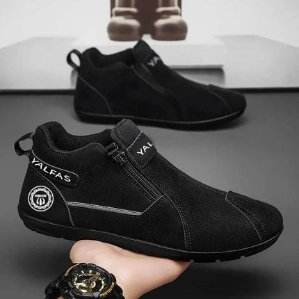 Men's Casual Low-Cut Shoes For Everyday Wear, Black - slip-on low-cut black casual shoes with PU lining for commuting and errands