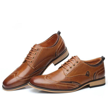 Men's Leather Lace Up Dress Shoes For Office And Formal Wear Black - black cowhide lace-up dress shoes with leather toe cap, cushioned insole, rubber sole, breathable lining