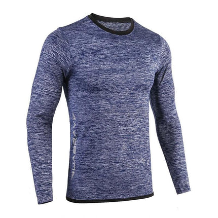 Men's Dark Blue Basketball Compression Tights For Training - milk silk spandex cold-weather training layer in dark blue and gray