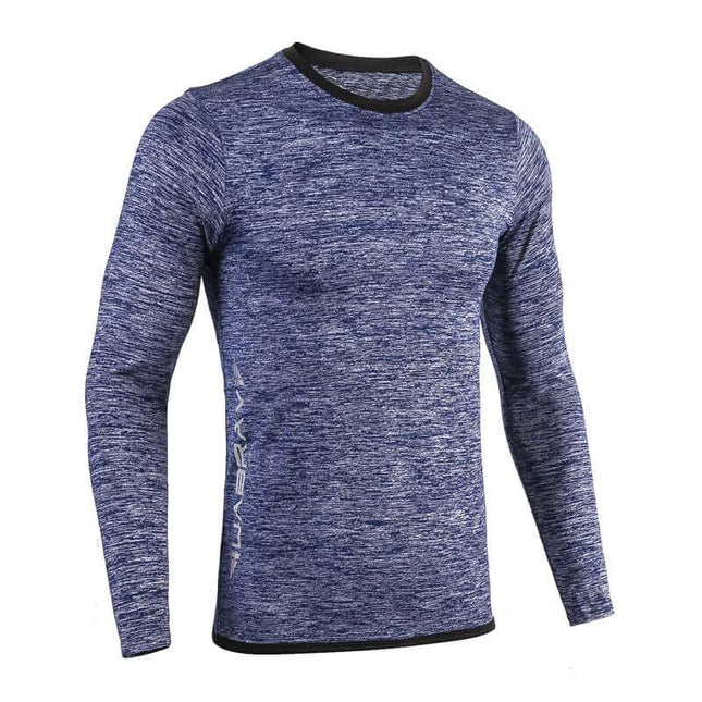 Men's Dark Blue Basketball Compression Tights For Training - milk silk spandex cold-weather training layer in dark blue and gray