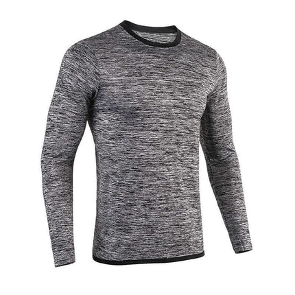 Men's Dark Blue Basketball Compression Tights For Training - dark gray heathered long-sleeve base layer for cold-weather workouts