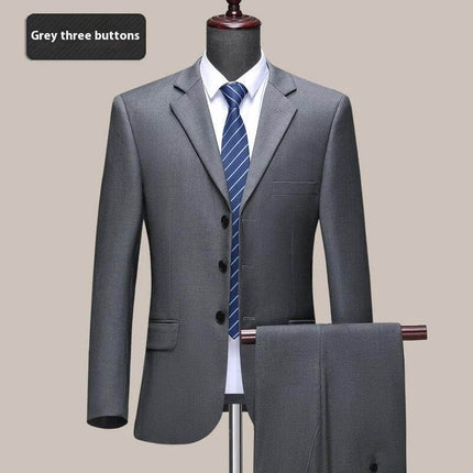 Men's Formal Wedding Suit Jacket Two Button Navy Blue - straight-fit wool blazer with matching trousers, polyester lining, formal wedding and workplace wear