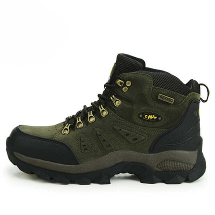 Men's High Top Hiking Shoes For Everyday Outdoor Use - breathable high-top green hiking boot with front-tie laces, ankle support and rugged traction