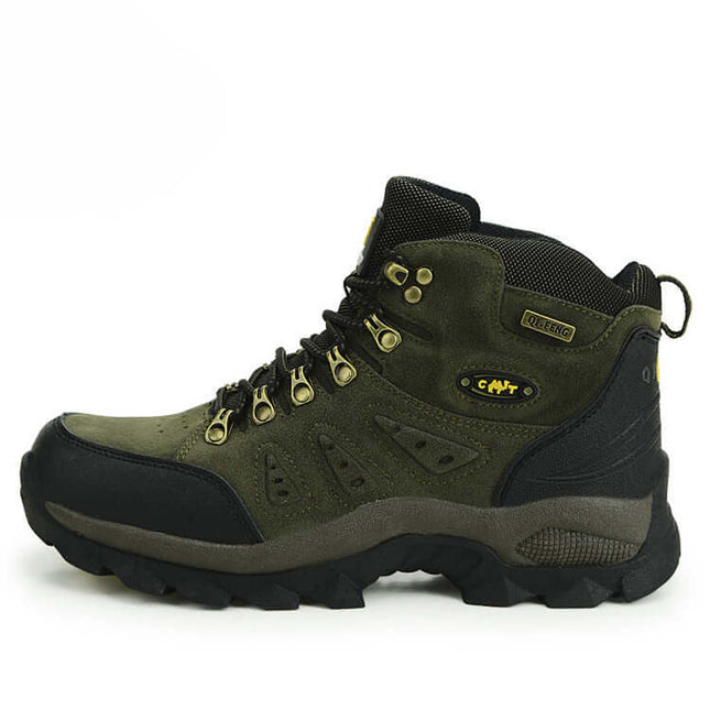 Men's High Top Hiking Shoes For Everyday Outdoor Use - breathable high-top green hiking boot with front-tie laces, ankle support and rugged traction
