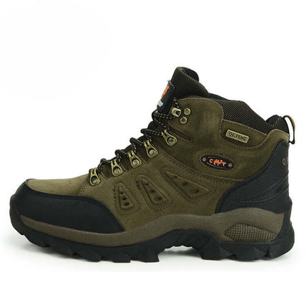 Men's High Top Hiking Shoes For Everyday Outdoor Use – olive breathable high-top with front-tie lacing and rugged traction, ankle support for urban trails