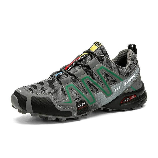 Men's Hiking Shoes With Safety Toe And Non Slip Trekking Sneakers - nubuck camo grey breathable non-slip outsole