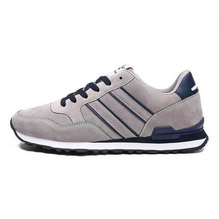 Men's Casual Sneakers Light Gray Blue Plush Lined Sizes 39-44 - low-profile leather upper with plush velvet inner for fall/winter commuting and daily wear