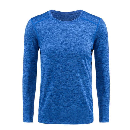 Men's Long Sleeve Quick Dry Running Shirt Slim Fit Plus Sizes — blue slim-fit long sleeve quick-dry polyester training top