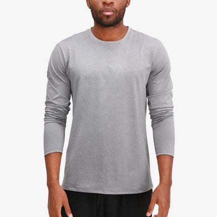 Long Sleeve Running T Shirt In Milk Silk Quick Dry For Training - men’s grey long sleeve round-neck training tee, lightweight moisture-wicking fabric