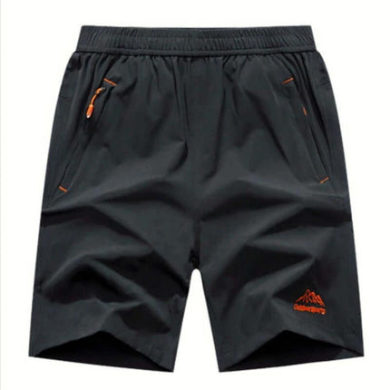 Men's Loose Running Capris Mid Waist Available In Large Sizes - black mid-length loose running capri with zip pockets, breathable polyester for gym and outdoor training