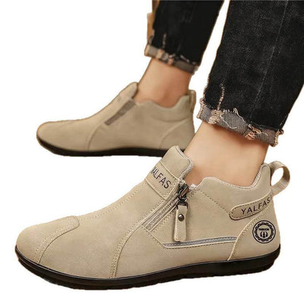 Men's Casual Low-Cut Shoes For Everyday Wear, Black - slip-on low-cut black casual shoes with flat heel, PU lining for commuting and errands