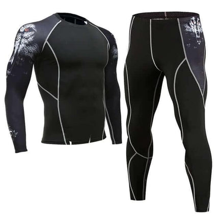 Sportswear Milk Silk Quick-Dry Running Suit For Everyday Use - black long-sleeve compression top and leggings set, breathable quick-dry milk silk fabric