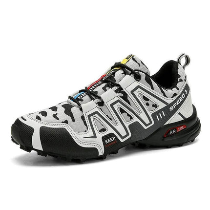 Men's Hiking Shoes With Safety Toe And Non Slip Trekking Sneakers - nubuck camo safety-toe hiking shoe with non-slip outsole, breathable lining, trail-ready