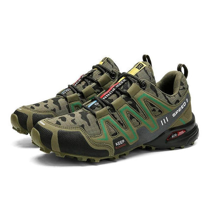 Men's Hiking Shoes With Safety Toe And Non Slip Trekking Sneakers rugged nubuck camo trail shoes with reinforced toe and non-slip outsole