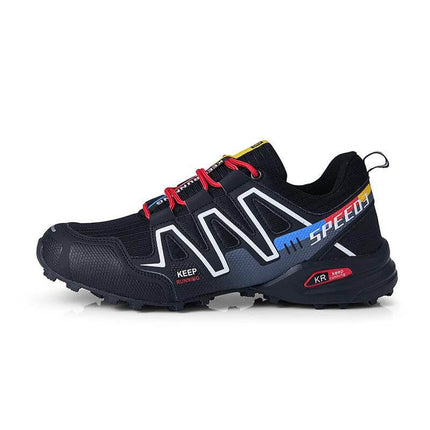 Mens Outdoor Sneakers Non Slip Casual All Season Shoes - black low-cut trail shoe with non-slip outsole for city walking, commuting, light trails
