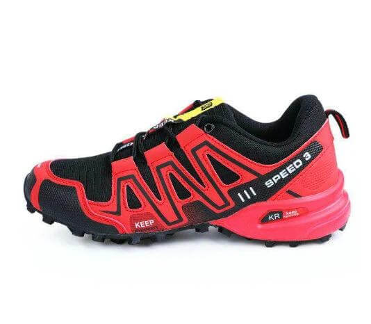 Mens Outdoor Sneakers Non Slip Casual All Season Shoes - red and black low-cut trail sneaker with non-slip outsole for city walking, commuting and light trails