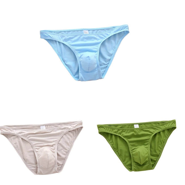 Men's Pure Cotton Briefs for Everyday Comfort Size M - 3-pack mid-rise cotton briefs in lake blue, skin color and green
