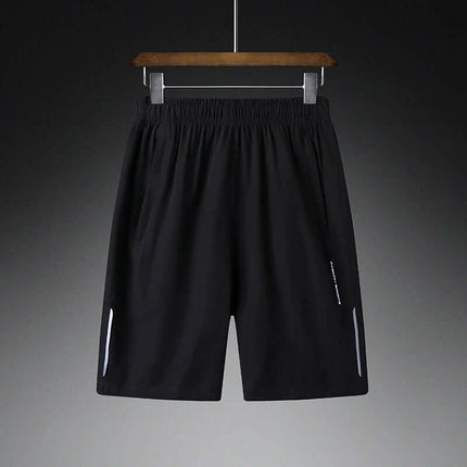 Men's Running Shorts Quick Dry For Outdoor Fitness With Elastic Waist black quick-dry stretch shorts with zipper pocket and reflective accents