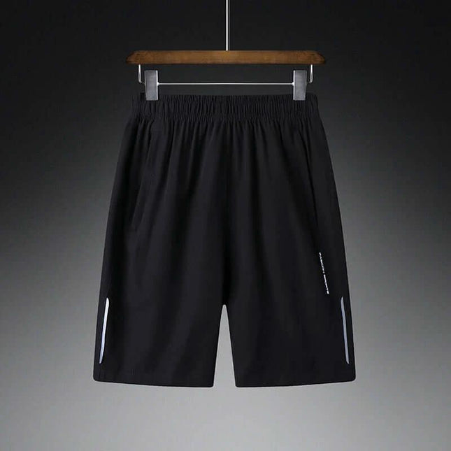 Men's Running Shorts Quick Dry For Outdoor Fitness With Elastic Waist black quick-dry stretch shorts with zipper pocket and reflective accents