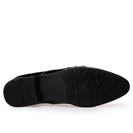Men's Waterproof Business Dress Shoes With Rubber Sole shown sole view with textured tread for traction and wet-weather grip