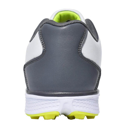 Men's Waterproof Lightweight Golf Sneakers For Outdoor - rear view white gray low-profile shoe with lime lining and rubber outsole for traction