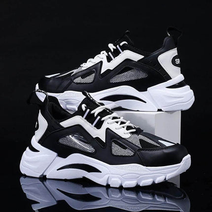 Men's White Breathable Non Slip Sneakers For Everyday Walking - low-profile flying-weave upper, non-slip PVC sole, lightweight casual walking shoes