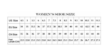 Mid Calf Suede Martin Boots With Block Heel For Daily Wear size chart showing US, EU, CN sizes and foot length (cm) for women's shoe sizes